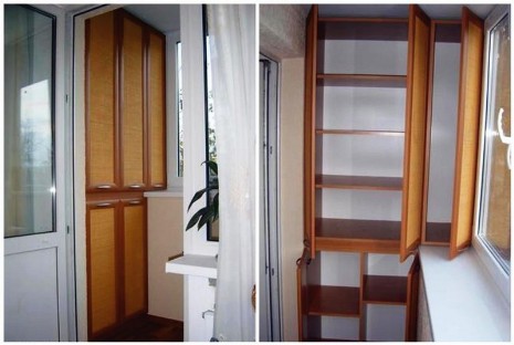Встроенный шкаф на балкон с ротангом цена 37350 руб.