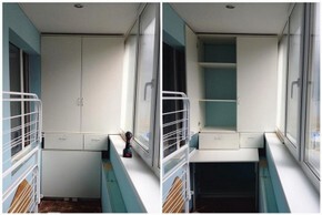 Мебель для балкона и лоджии фото 62- шкаф с ящиками и откидным столиком