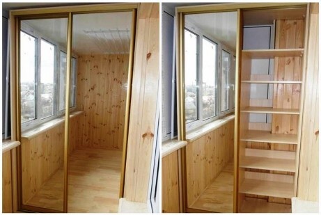 Встроенный зеркальный шкаф купе на балкон цена 35300 руб.