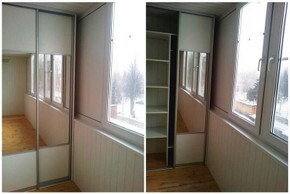 Встроенная мебель для лоджии фото 52- шкаф купе с комбинированными дверями